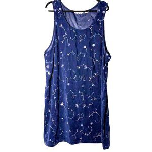 90s VTG Jenna Lane Navy Embroidered Floral Vine Jumper 1X Whimsigoth Cottage